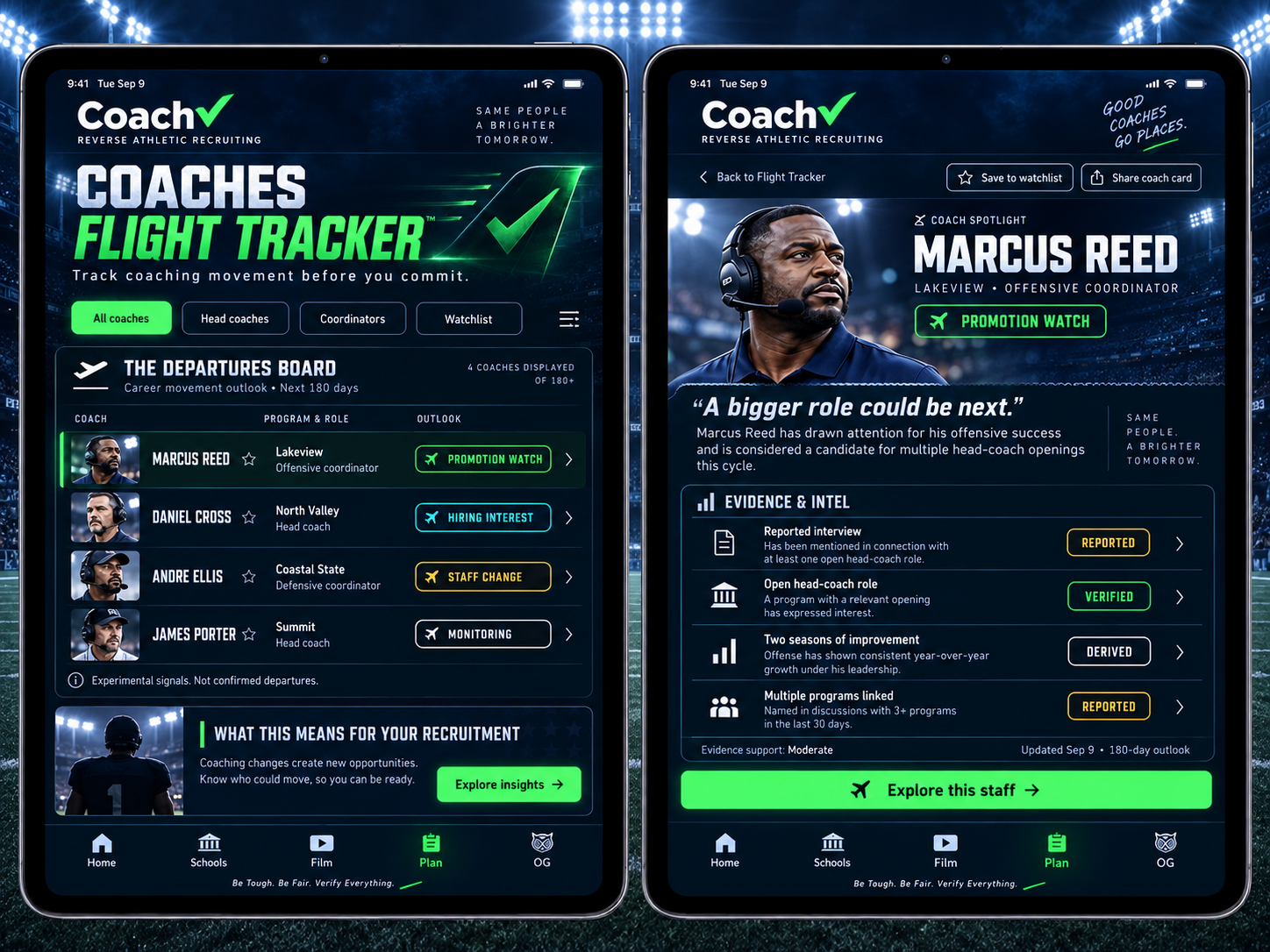 Approved Coaches Flight Tracker product mockup using sample data.