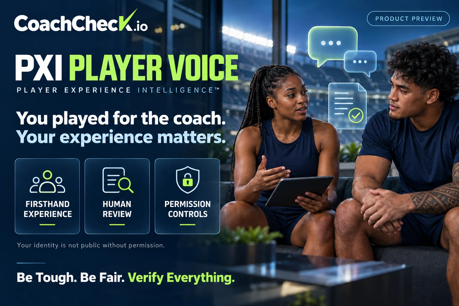 PXI Player Voice concept: two former college players talk about their experience. Your identity is not public without permission.